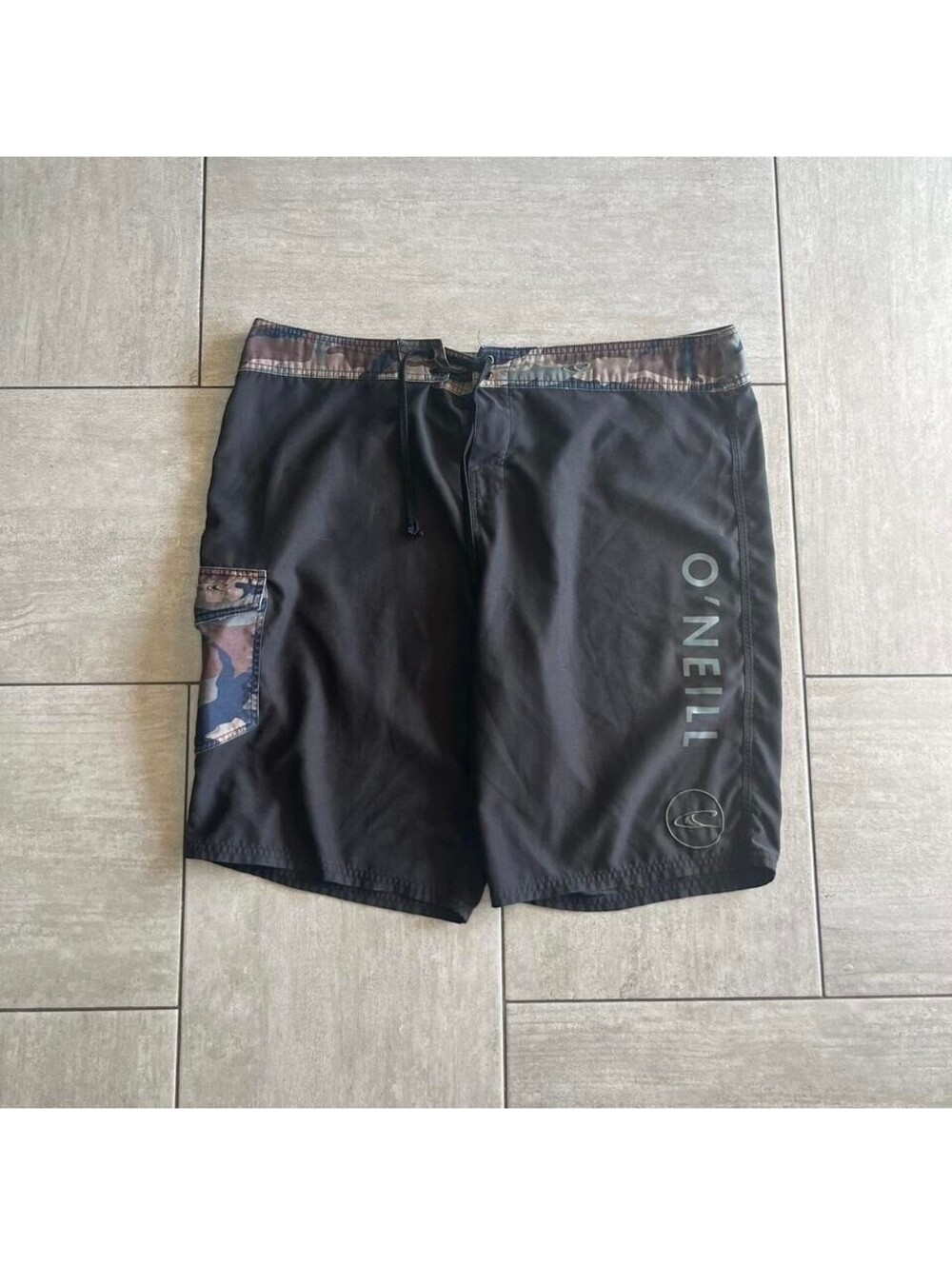Oneill Mens Black Camo Cargo Board Shorts Swim Trunks Size 40